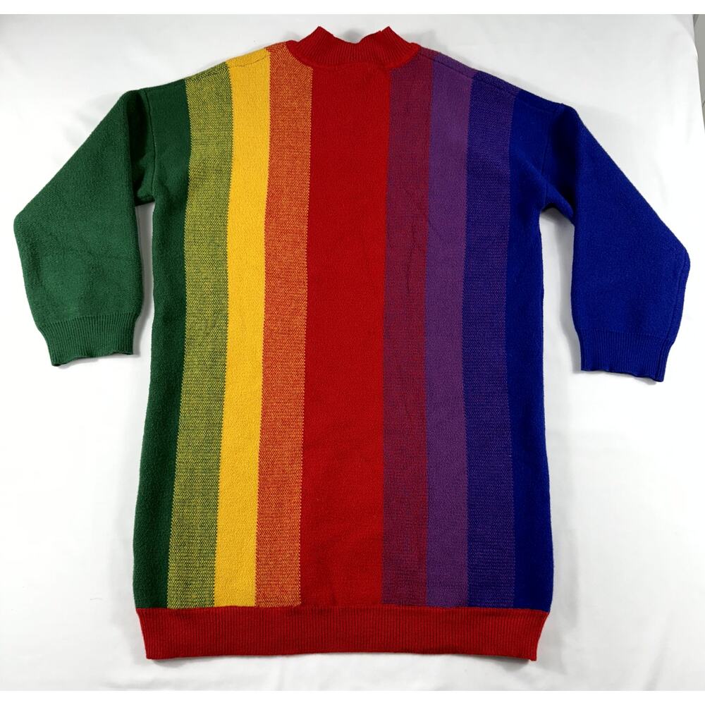 Hot & Delicious Women Rainbow Stripe M/L Oversized Knit Sweater long sleeve - Picture 4 of 8
